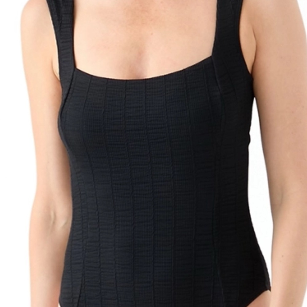 Cupshe Black Ribbed Square Neck Top